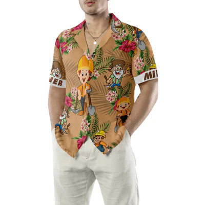 Miner Hawaiian Shirt, Miner Tropical Floral Aloha Shirt For Men - Gift For Miner, Husband, Boyfriend, Family, Friends - Image 5