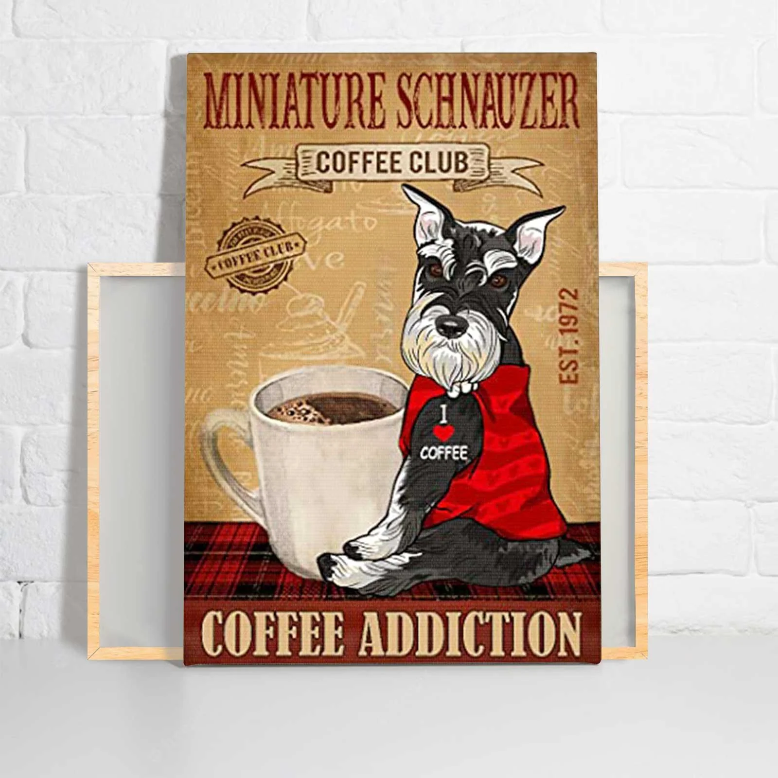 Miniature Schnauzer Dog Portrait Canvas - Dog Coffee Club Canvas, Perfect Gift For Miniature Schnauzer Dog Lover, Dog Lover - Image 2