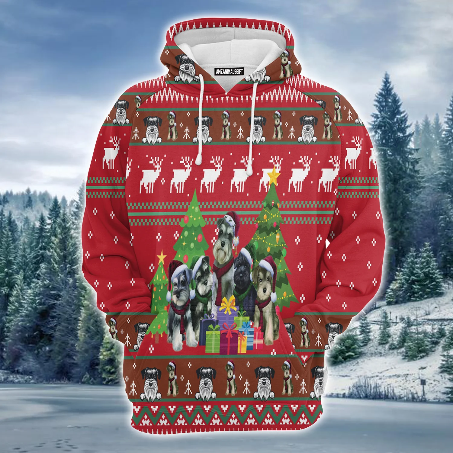 Miniature Schnauzer Xmas Premium Christmas Hoodie, Miniature Schnauzer Dog Unisex Hoodie For Men & Women - Perfect Gift For Miniature Schnauzer Lovers - Image 2