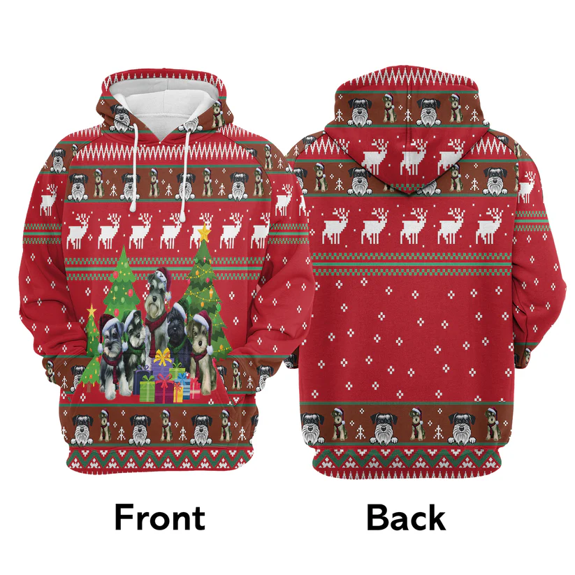 Miniature Schnauzer Xmas Premium Christmas Hoodie, Miniature Schnauzer Dog Unisex Hoodie For Men & Women - Perfect Gift For Miniature Schnauzer Lovers - Image 3