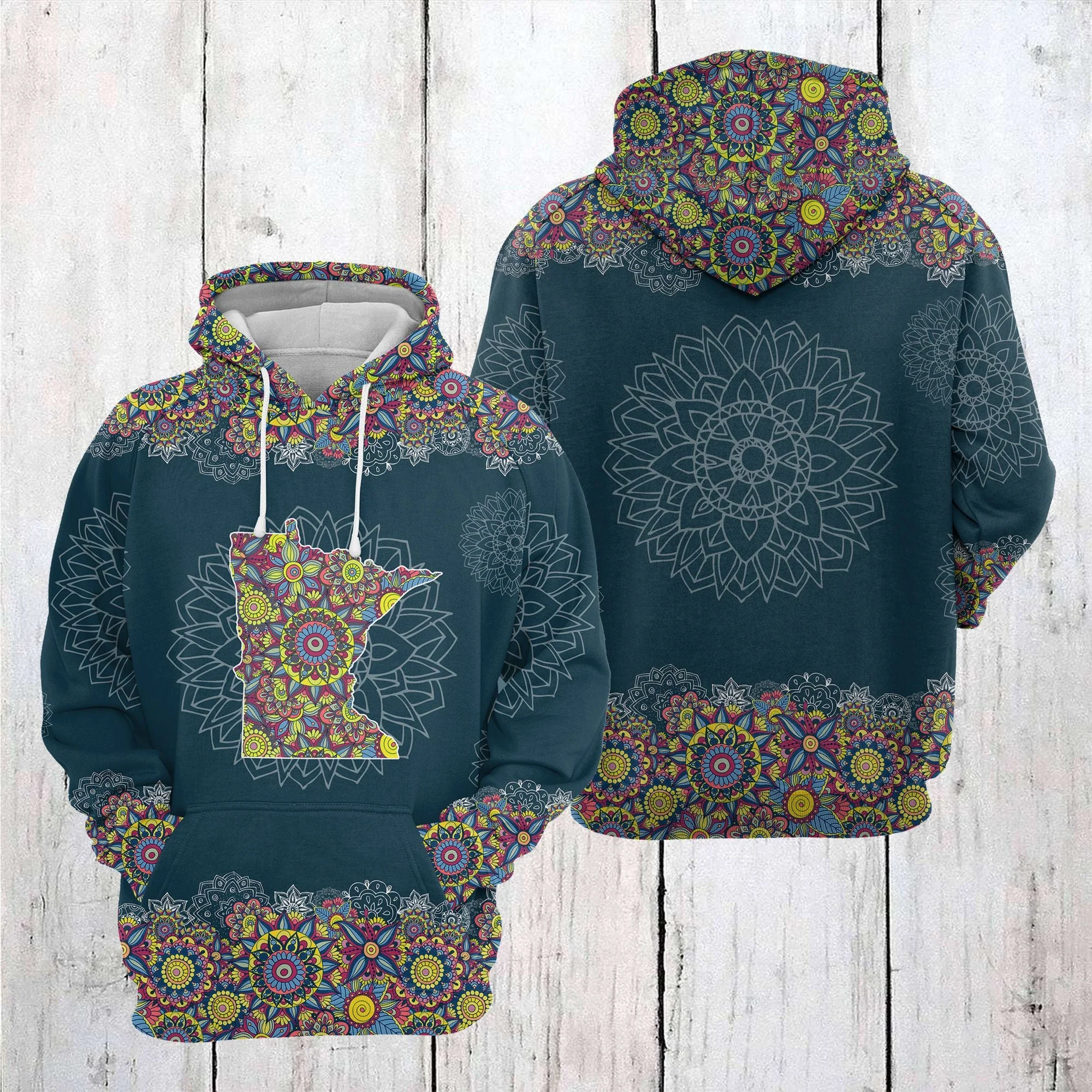 Minnesota Mandala Pattern Pullover Premium Hoodie, Perfect Outfit For Men And Women On Christmas New Year Autumn Winter