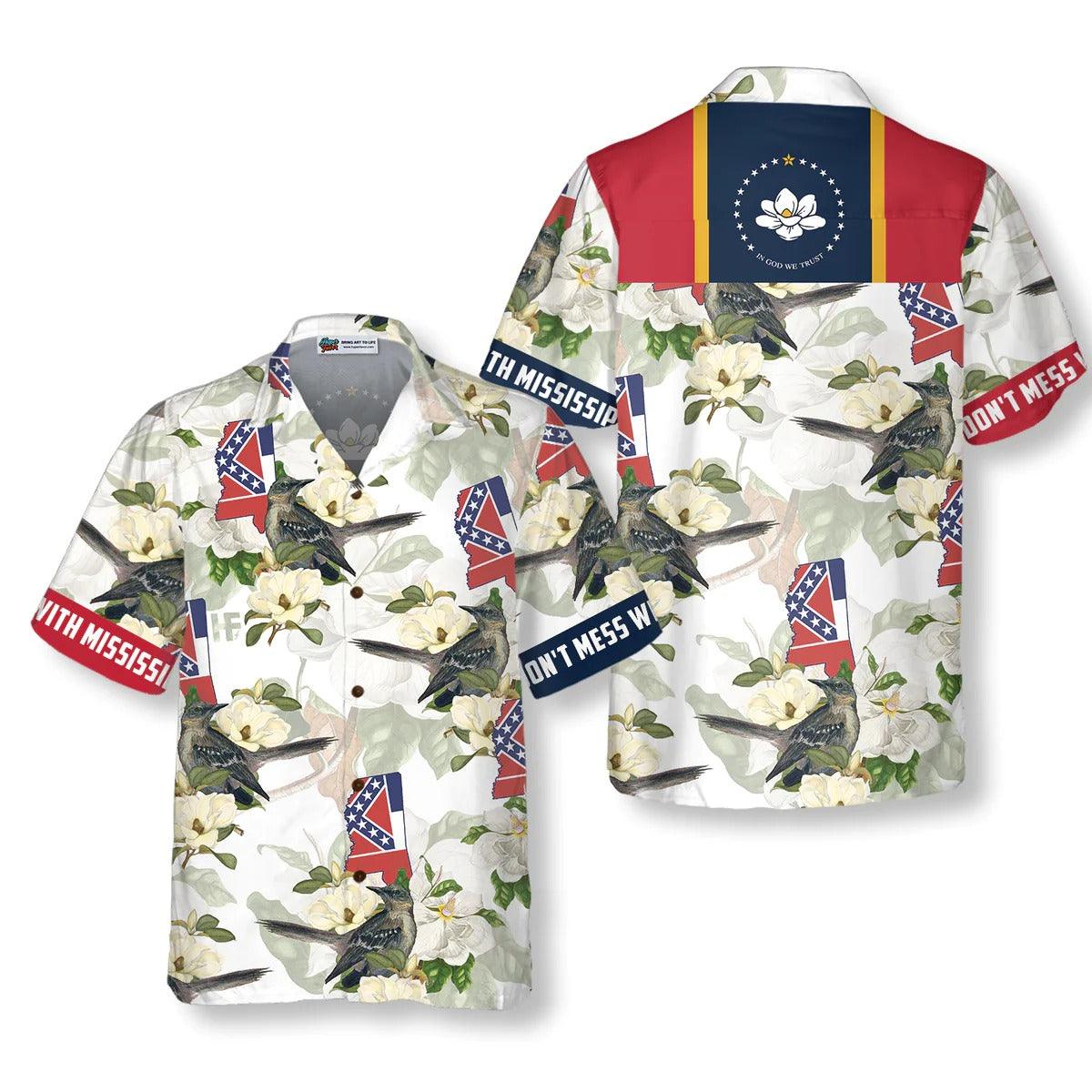 Mississippi Hawaiian Shirt, Mississippi Mockingbird And Magnolia Hawaiian Shirt, Magnolia Aloha Shirt - Perfect Gift For Husband, Wife, Friend, Family