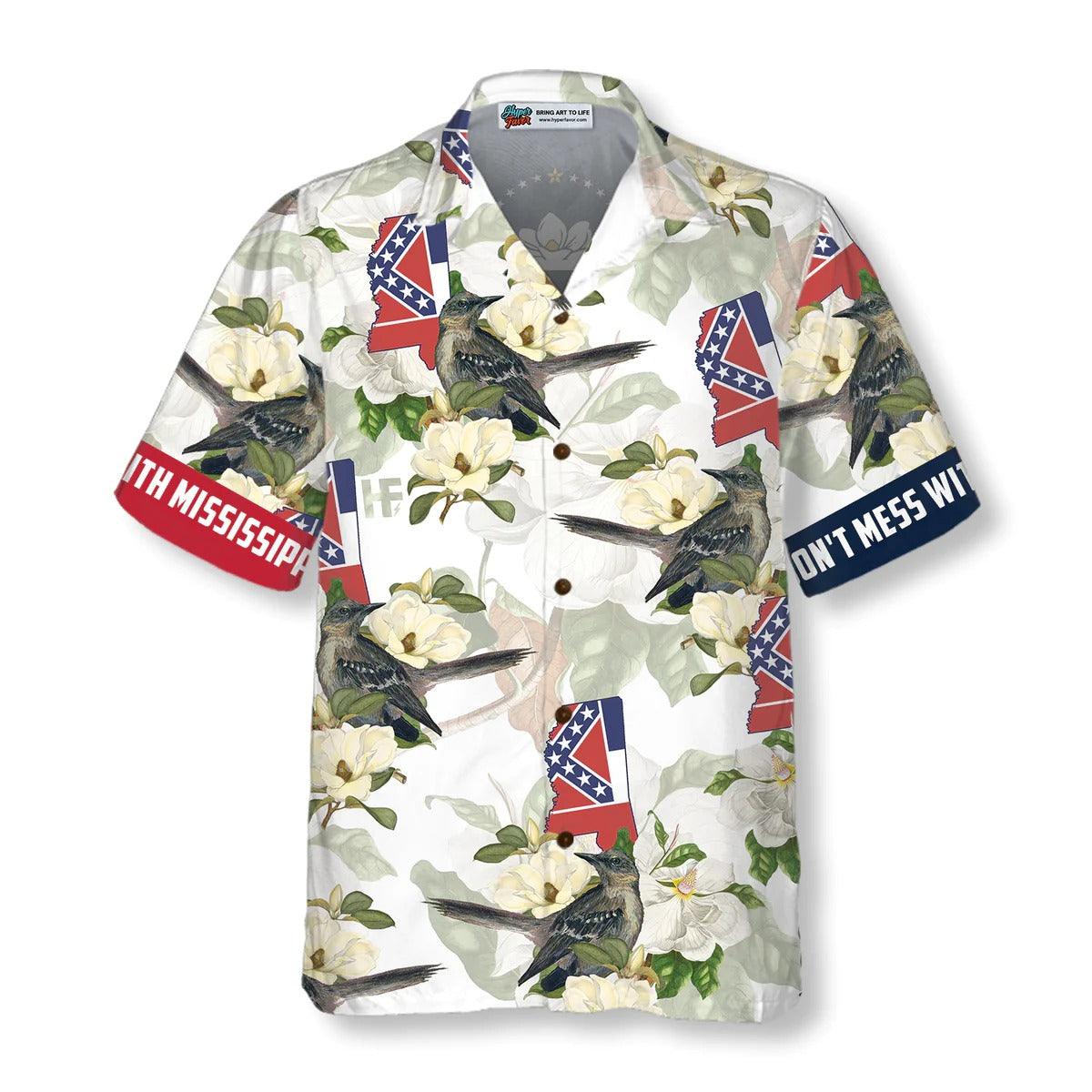 Mississippi Hawaiian Shirt, Mississippi Mockingbird And Magnolia Hawaiian Shirt, Magnolia Aloha Shirt - Perfect Gift For Husband, Wife, Friend, Family - Image 2