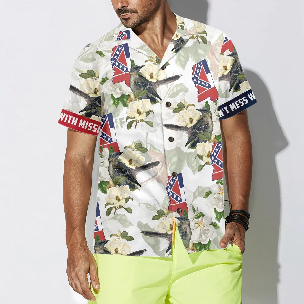 Mississippi Hawaiian Shirt, Mississippi Mockingbird And Magnolia Hawaiian Shirt, Magnolia Aloha Shirt - Perfect Gift For Husband, Wife, Friend, Family - Image 4