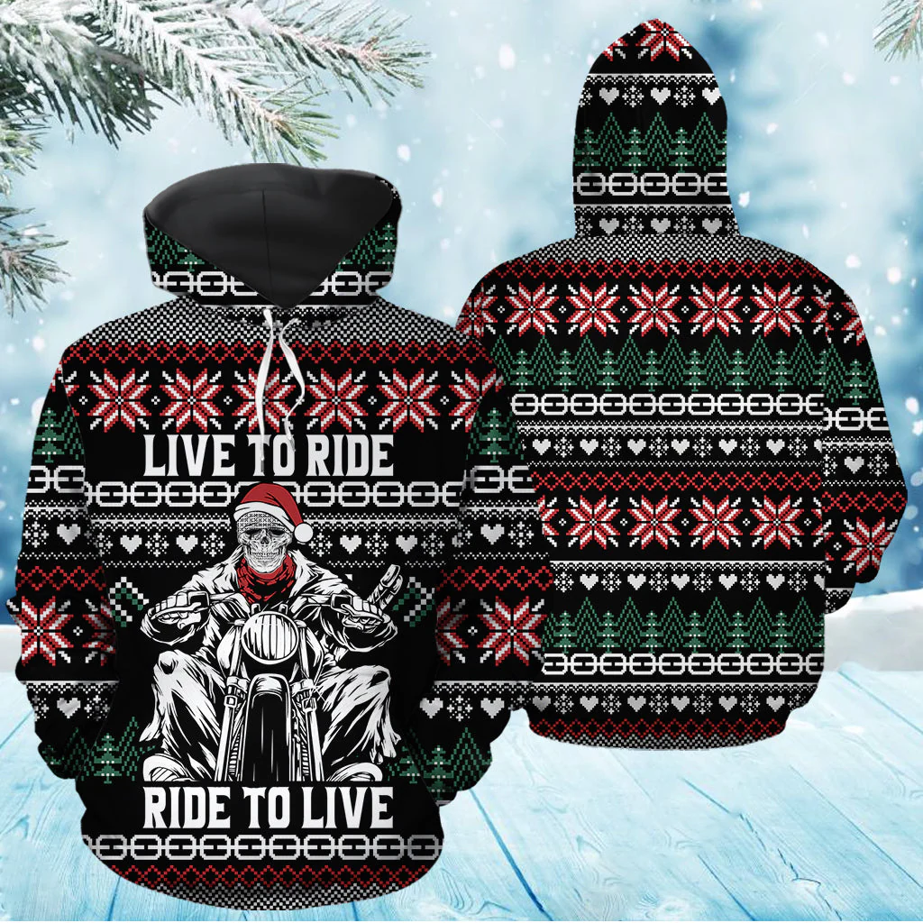 Motorbike Live To Ride Skull Pullover Premium Hoodie, Perfect Outfit For Men And Women On Christmas New Year Autumn Winter - Image 3