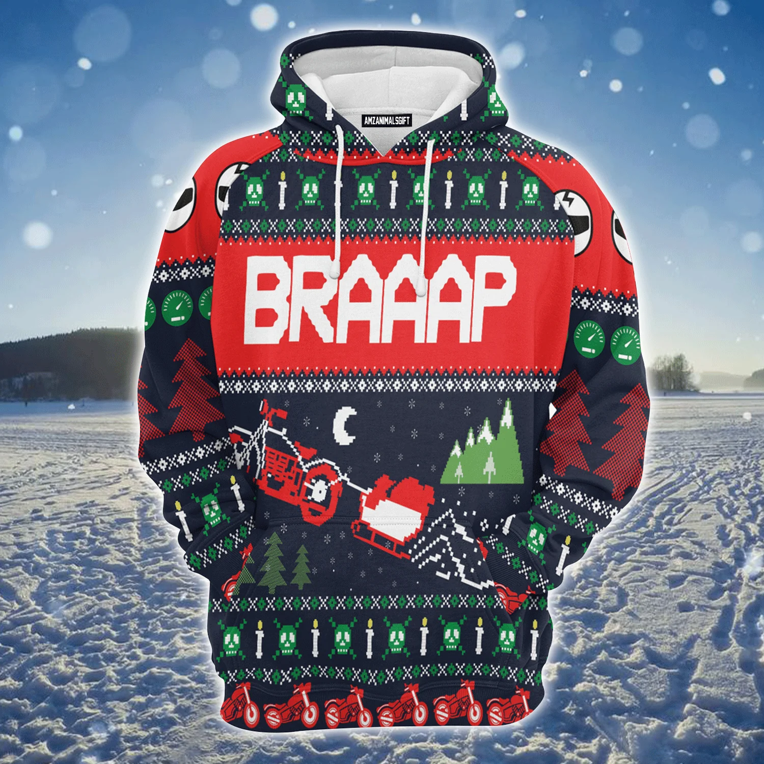 Motorbike Premium Christmas Hoodie, Motorbike Braaap Unisex Hoodie For Men & Women - Perfect Gift For Christmas, Biker