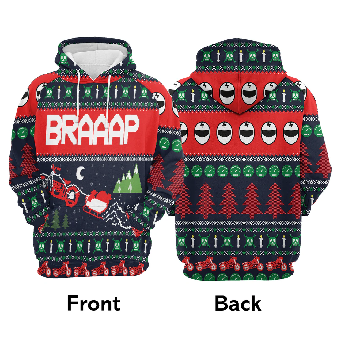 Motorbike Premium Christmas Hoodie, Motorbike Braaap Unisex Hoodie For Men & Women - Perfect Gift For Christmas, Biker - Image 3