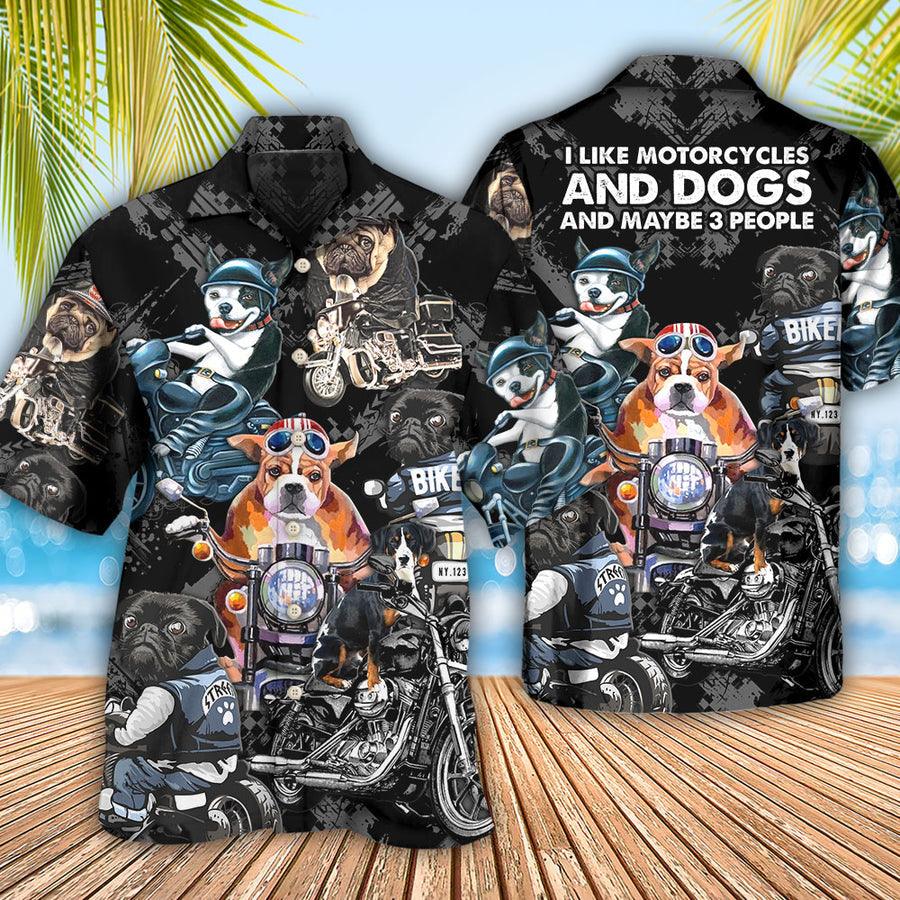 Motorcycle Dog Aloha Hawaiian Shirt For Summer, I Like Motorcycles And Dogs Hawaiian Shirt, Gift For Men Women, Dog Lovers, Dog Mom Dad - Image 2