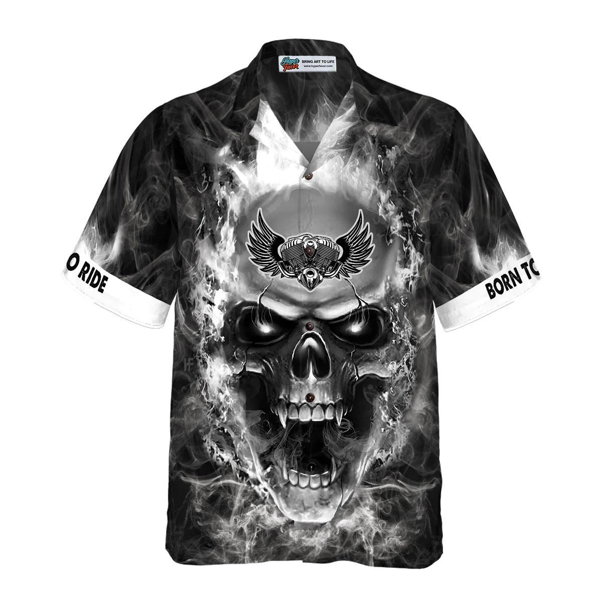 Motorcycle Hawaiian Shirt, Motorcycle Road King Hawaiian Shirt, Skull Aloha Shirt For Men Women, Perfect Gift For Husband, Wife, Friend, Family - Image 2
