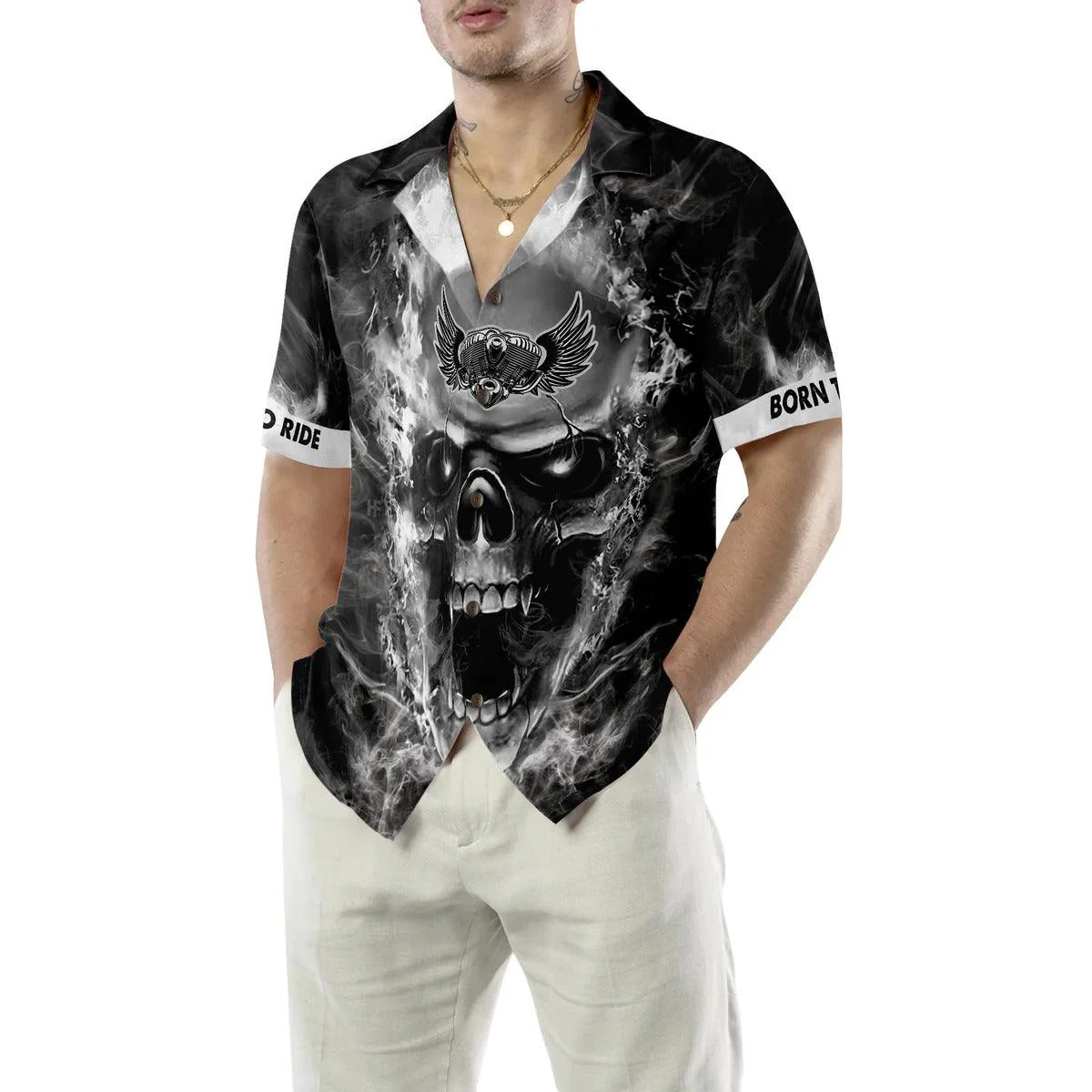 Motorcycle Hawaiian Shirt, Motorcycle Road King Hawaiian Shirt, Skull Aloha Shirt For Men Women, Perfect Gift For Husband, Wife, Friend, Family - Image 5