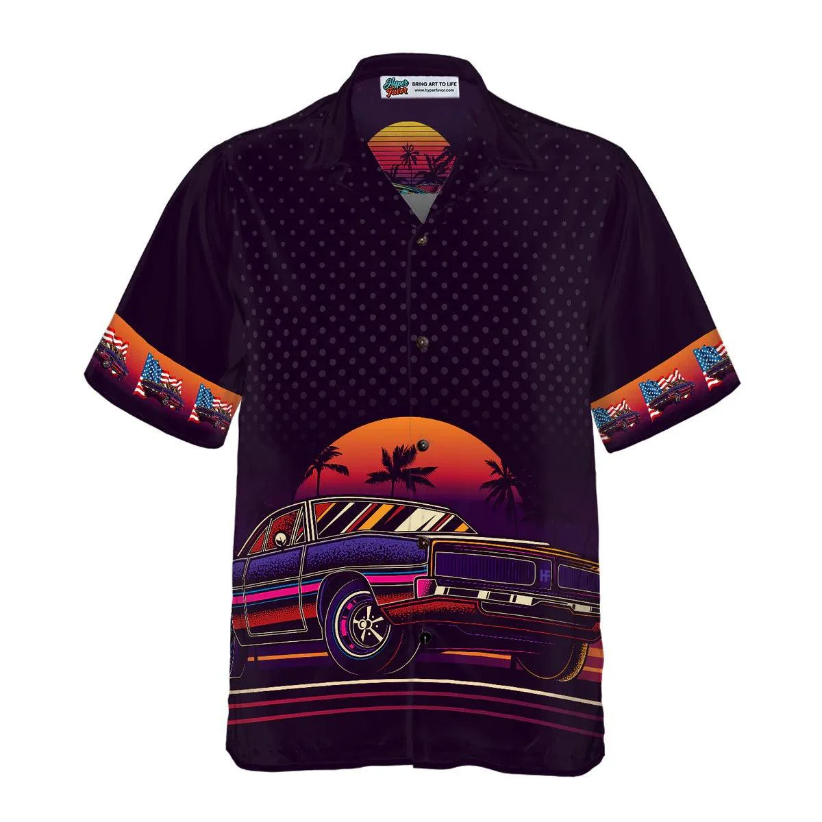 Muscle Car Vintage Hawaiian Shirt, Vintage Neon Muscle Car Hawaiian Shirt, Summer Aloha Shirt - Perfect Gift For Men, Women, Husband, Friend, Family - Image 2