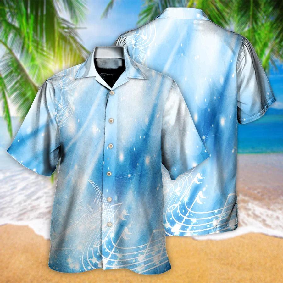 Music Hawaiian Shirt, Music Melody Hawaiian Shirt, Musical Notes on A Dark Blue Aloha Shirt For Men And Women - Perfect Gift For Music Lovers