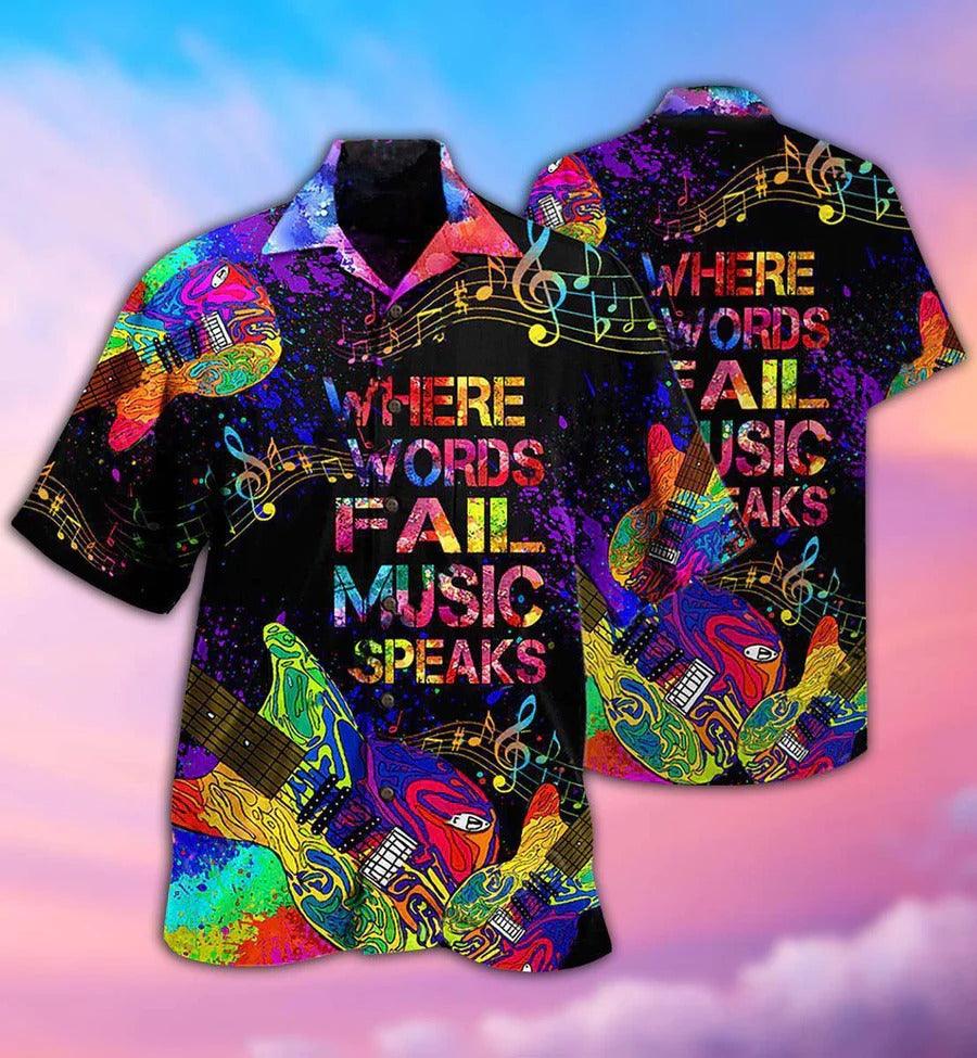 Music Hawaiian Shirt, Music Melody Hawaiian Shirt, Where Words Fall Music Speaks Aloha Shirt For Men And Women - Perfect Gift For Music Lovers