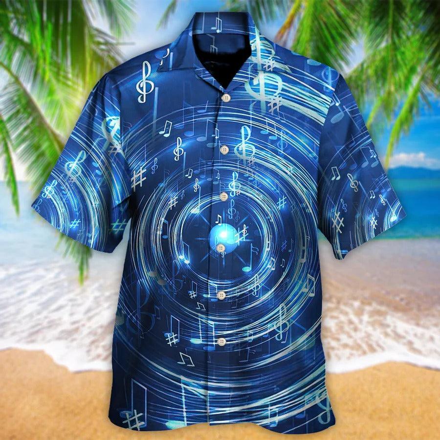 Music Hawaiian Shirt, Music Neon Circle Hawaiian Shirt, Music Notes Retro Aloha Shirt For Men And Women - Perfect Gift For Music Lovers - Image 2