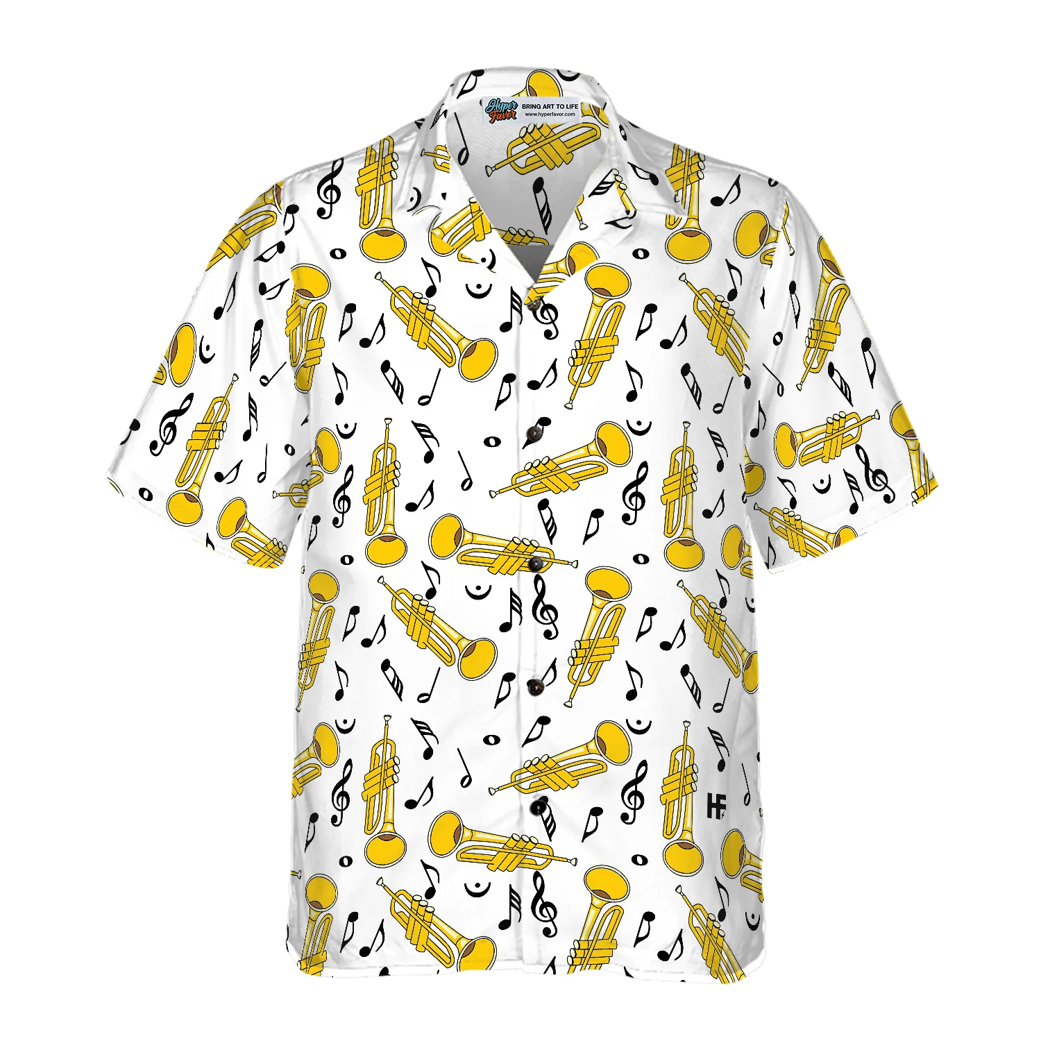 Music Hawaiian Shirt, Trumpet Music Note Seamless Pattern Hawaiian Shirt, Colorful Summer Aloha Shirt, Gift For Friend, Music Lover, Trumpet Lover - Image 3