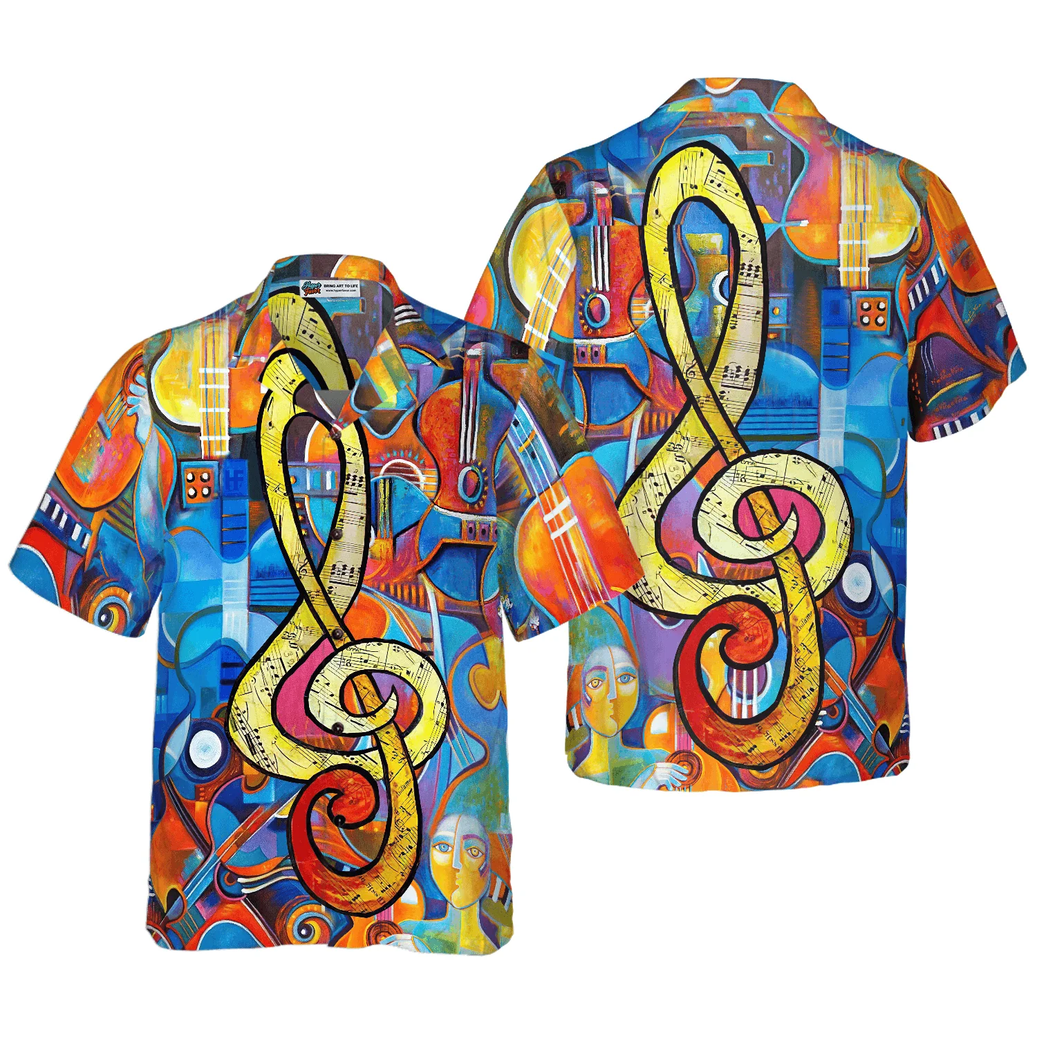 Music Note Guitar Aloha Hawaiian Shirt For Summer, Colorful Shirt For Men Women, Perfect Gift For Friend, Team, Family, Music Guitar Lovers