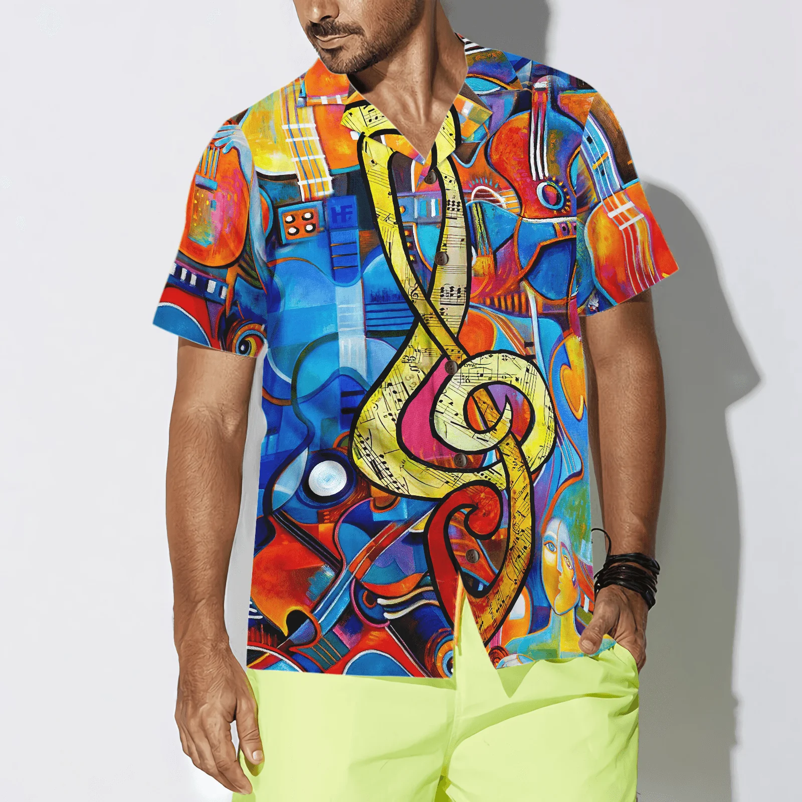 Music Note Guitar Aloha Hawaiian Shirt For Summer, Colorful Shirt For Men Women, Perfect Gift For Friend, Team, Family, Music Guitar Lovers - Image 4
