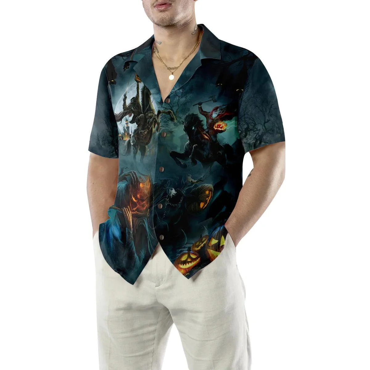 My Head Is Missing Hawaiian Shirt, Pumpkin Hawaiian Shirt, Horseman Hawaiian Shirt - Perfect Gift For Lover, Friend, Family - Image 3