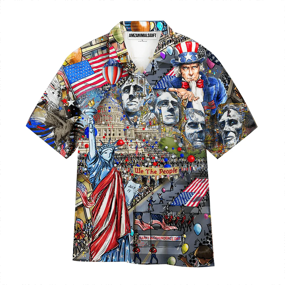 My Patriotic Heart Beats We The People America Independence Day Aloha Hawaiian Shirts For Men Women, USA Flag Hawaiian Shirt, 4th July Gift For Summer