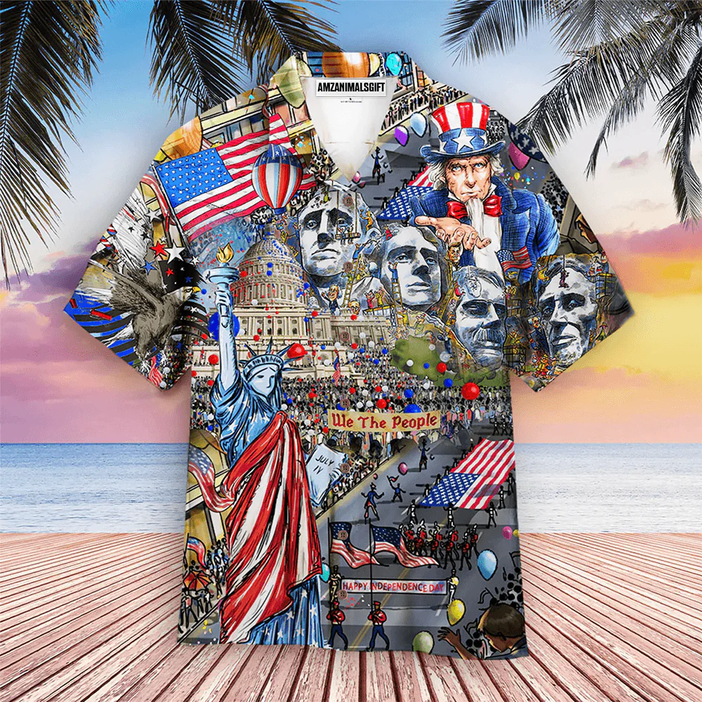 My Patriotic Heart Beats We The People America Independence Day Aloha Hawaiian Shirts For Men Women, USA Flag Hawaiian Shirt, 4th July Gift For Summer - Image 2