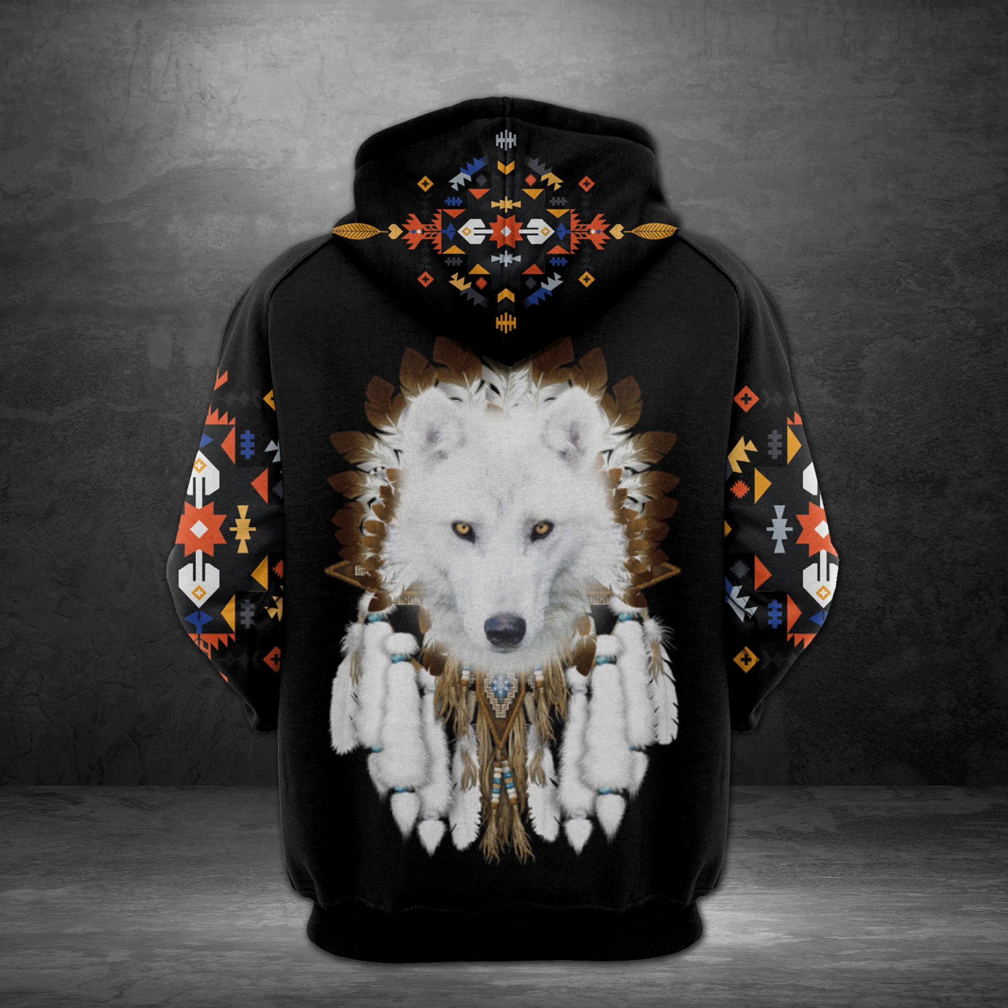 Native White Wolf Pullover Premium Hoodie, Perfect Outfit For Men And Women On Christmas New Year Autumn Winter - Image 3