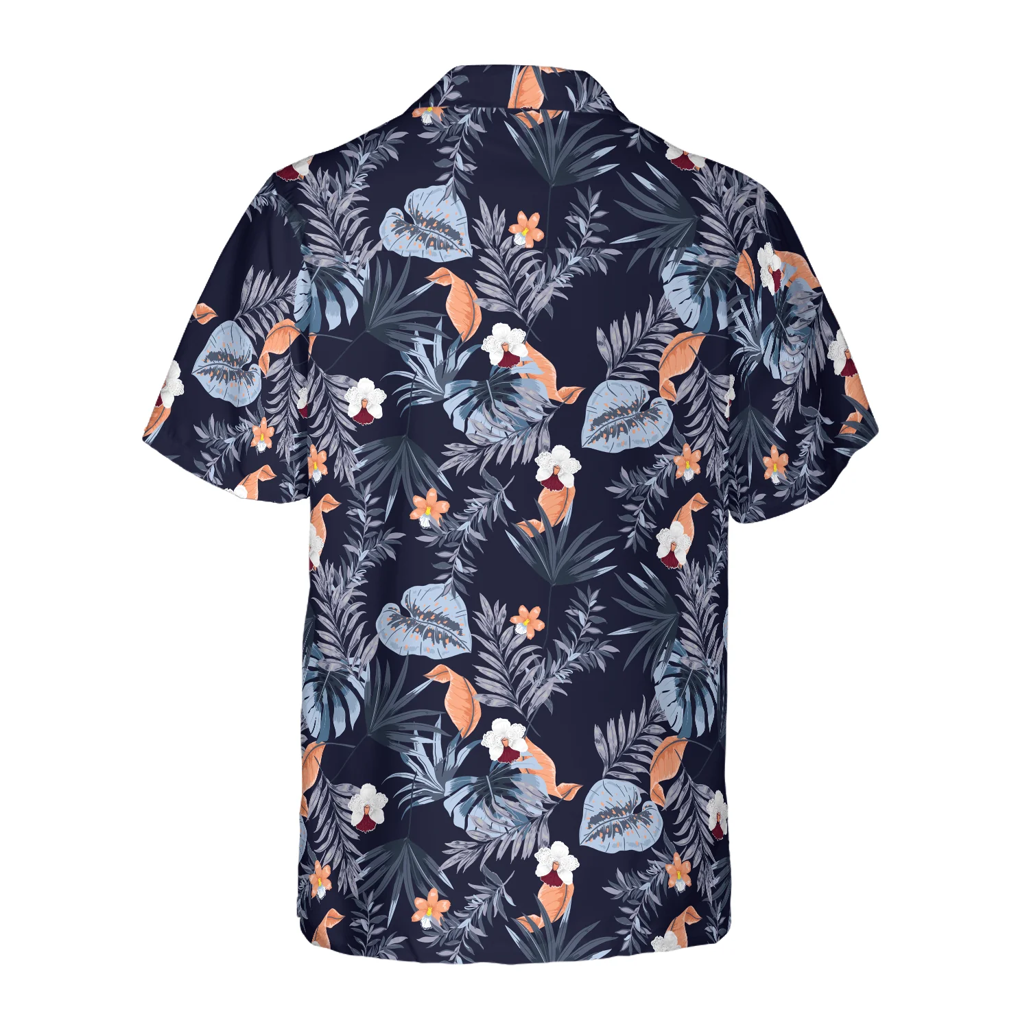Navy Floral Flower Hawaiian Shirt, Tropical Colorful Summer Aloha Shirt For Men Women, Perfect Gift For Friend, Family, Husband, Wife, Boyfriend - Image 2