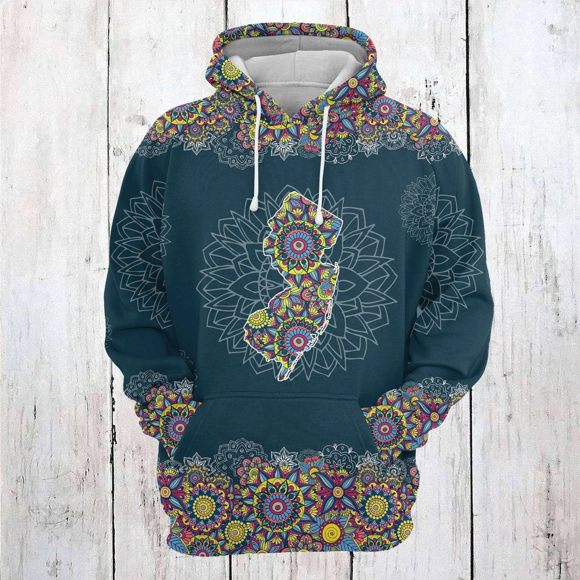 New Jersey Mandala Pullover Premium Hoodie, Perfect Outfit For Men And Women On Christmas New Year Autumn Winter - Image 2