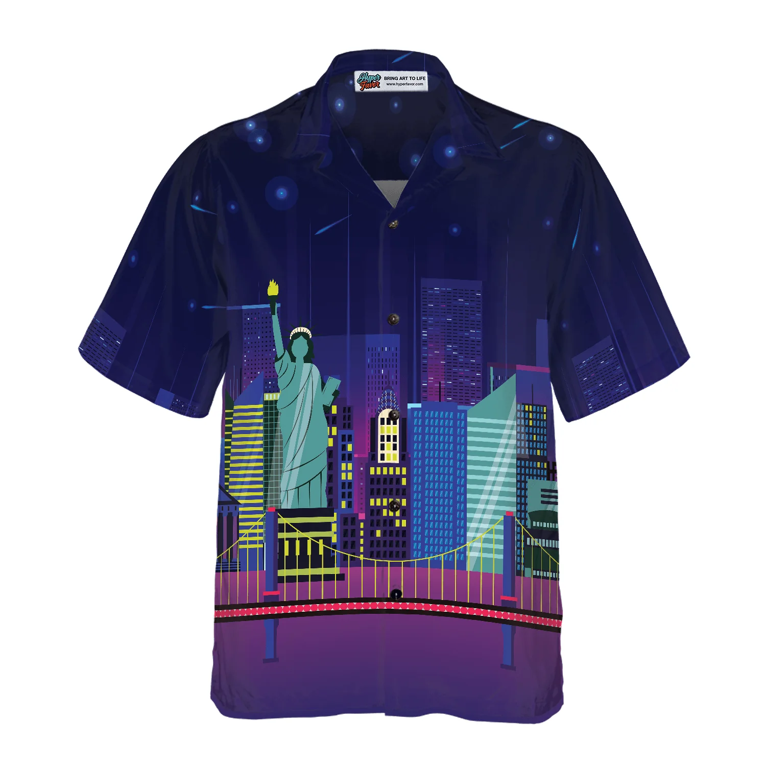 New York City By Night Hawaiian Shirt, Colorful Summer Aloha Shirts For Men Women, Perfect Gift For Husband, Wife, Friend, Family - Image 3