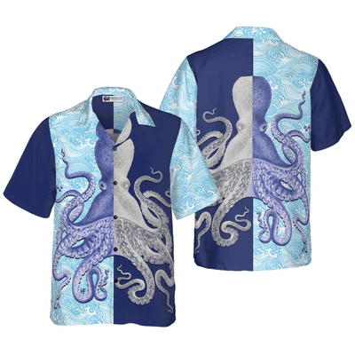 Octopus Hawaiian Shirt, Tropical Summer Octopus Hawaiian Shirt For Men - Perfect Gift For Husband, Boyfriend, Friend, Family