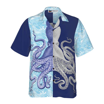 Octopus Hawaiian Shirt, Tropical Summer Octopus Hawaiian Shirt For Men - Perfect Gift For Husband, Boyfriend, Friend, Family - Image 2