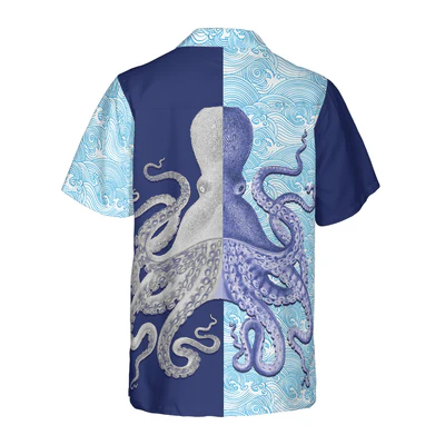 Octopus Hawaiian Shirt, Tropical Summer Octopus Hawaiian Shirt For Men - Perfect Gift For Husband, Boyfriend, Friend, Family - Image 3