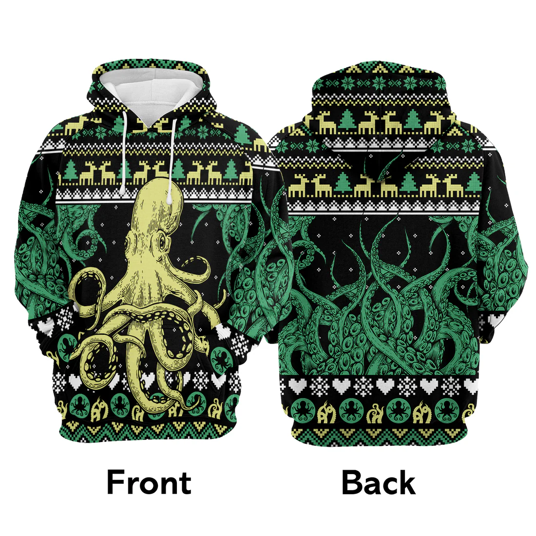 Octopus Premium Christmas Hoodie, Giant Octopus Christmas Unisex Hoodie For Men & Women - Perfect Gift For Christmas, Friends, Family - Image 3
