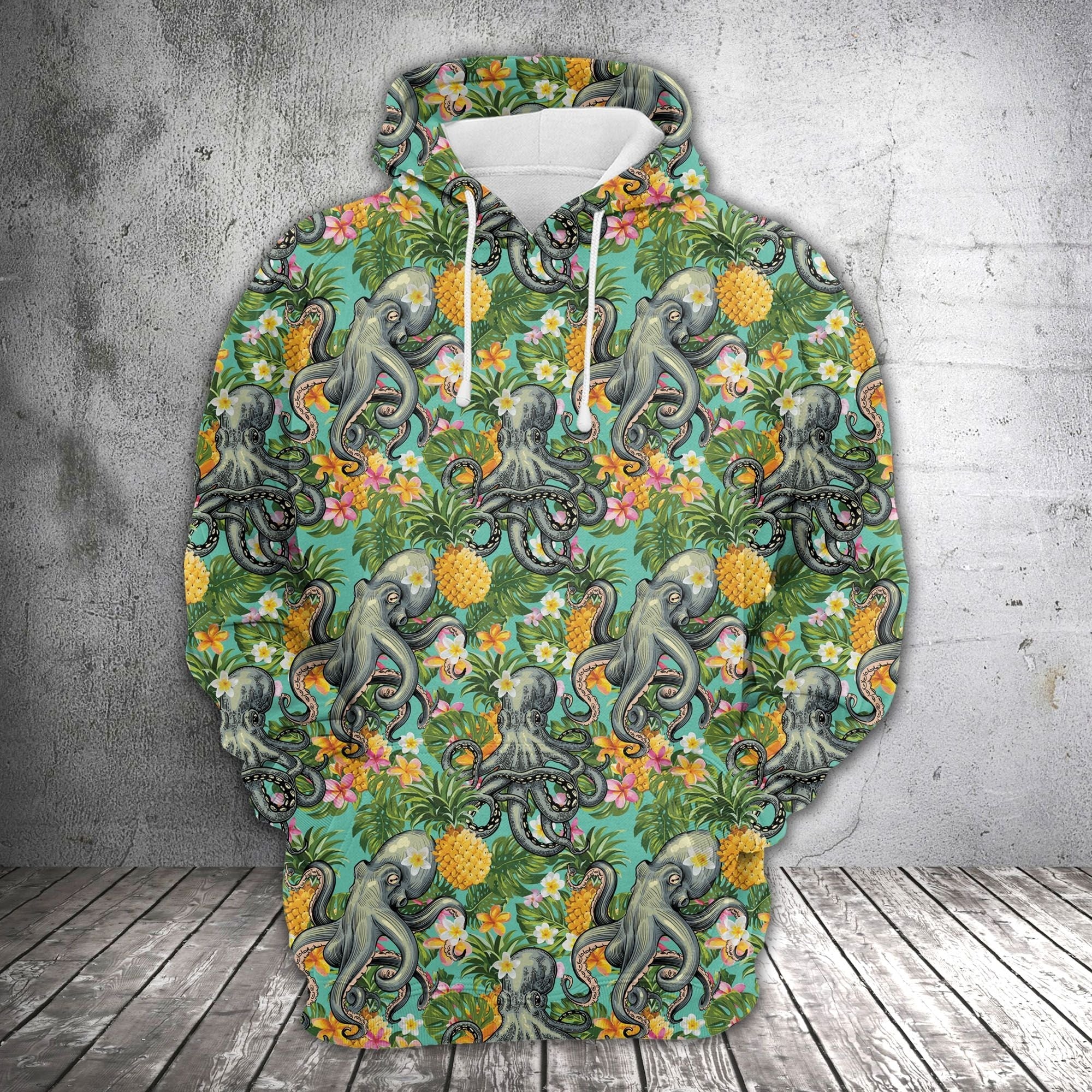 Octopus Tropical Pineapple Pullover Premium Hoodie, Perfect Outfit For Men And Women On Christmas New Year Autumn Winter - Image 2
