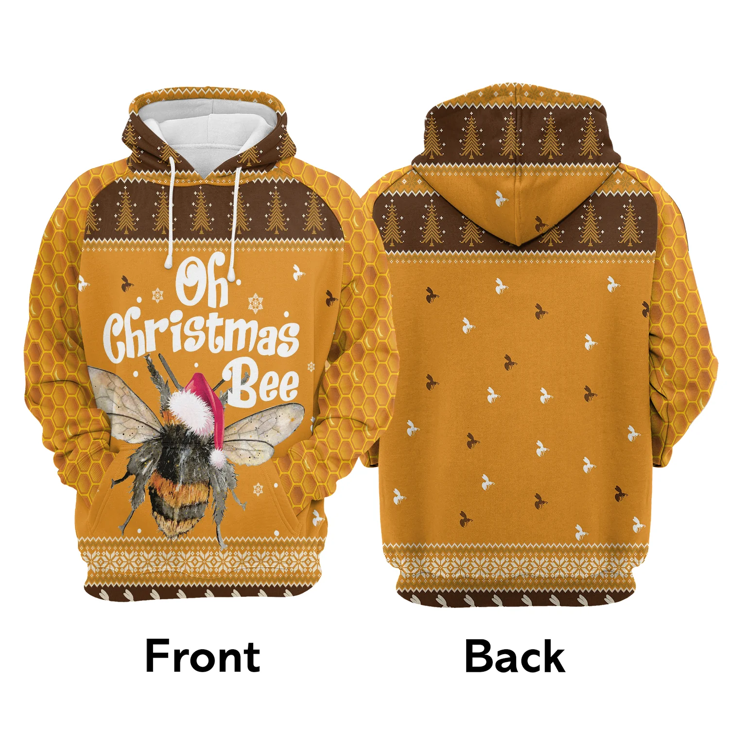 Oh Christmas Bee Pullover Premium Hoodie, Perfect Outfit For Men And Women On Christmas New Year Autumn Winter - Image 2