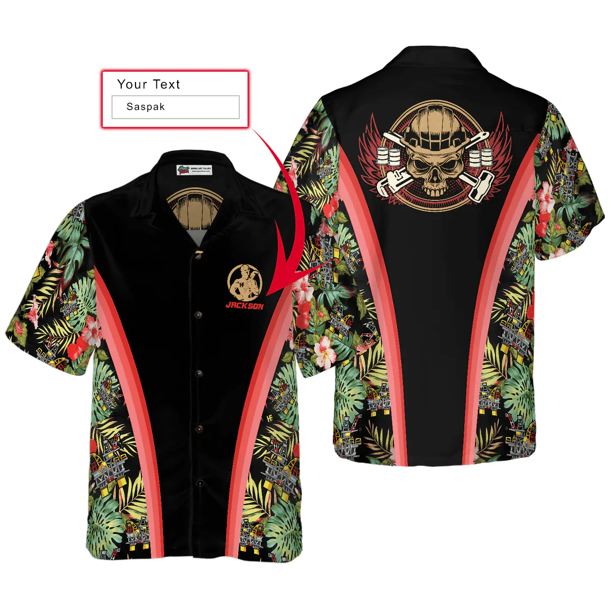 Oilfield Man Custom Name Hawaiian Shirt, Personalized Oilfield Man Tropical Custom Aloha Shirt For Men - Perfect Gift For Oilfield Man, Friend, Family
