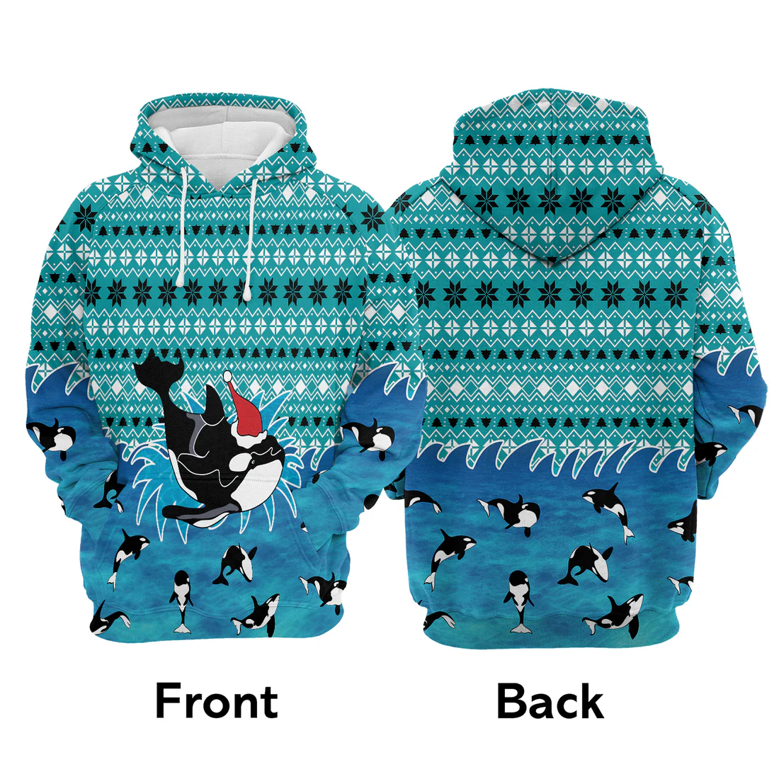 Orca Premium Christmas Hoodie, Orca Merry Christmas Unisex Hoodie For Men & Women - Perfect Gift For Christmas, Orca Lover - Image 3