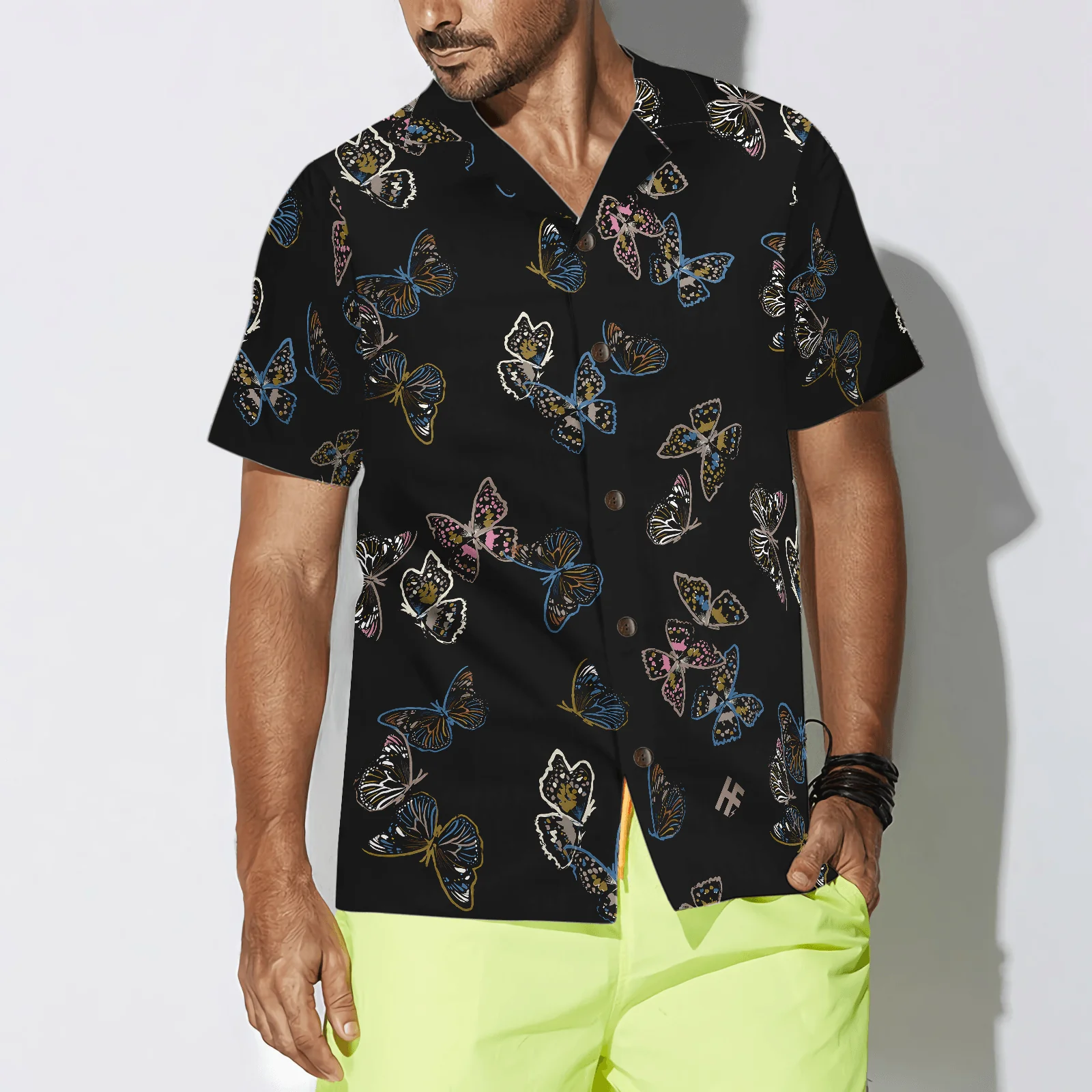Paint Brush Butterflies Hawaiian Shirt, Colorful Summer Aloha Shirts For Men Women, Perfect Gift For Husband, Wife, Boyfriend, Friend - Image 4