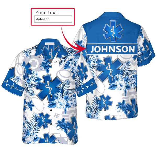 Paramedic Custom Name Hawaiian Shirt, Personalized Tropical Floral Shirt For Men - Perfect Gift For Paramedic, Husband, Boyfriend, Friend, Family