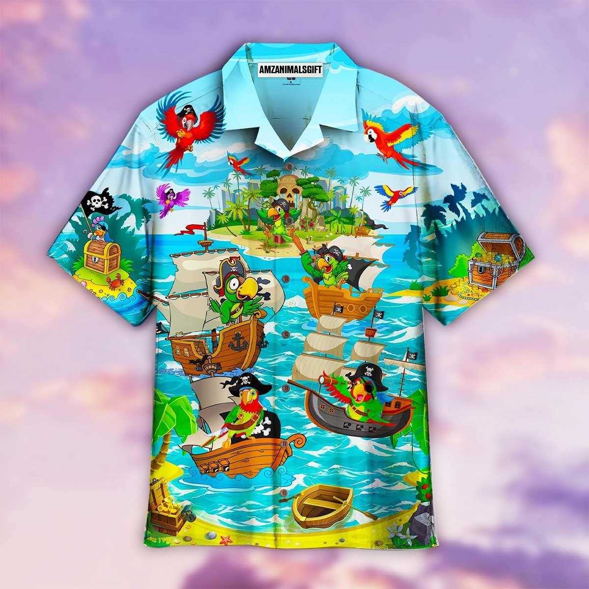 Parrot Aloha Hawaiian Shirt - Pirate Hawaiian Shirt, Parrots Its A Pirate Life For Me Hawaiian Shirt - Perfect Shirt For Men & Women, Parrot Lover