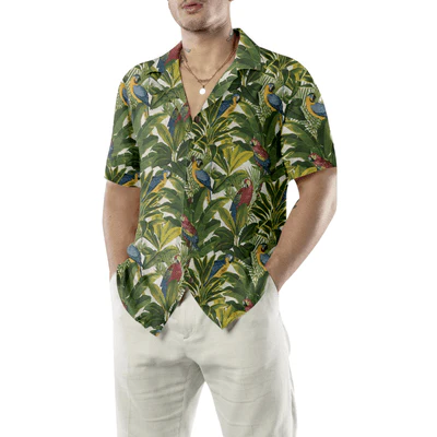 Parrot Hawaiian Shirt, Etoxic Parrots Tropical Leaves Aloha Shirt For Men - Perfect Gift For Husband, Boyfriend, Friend, Family - Image 3