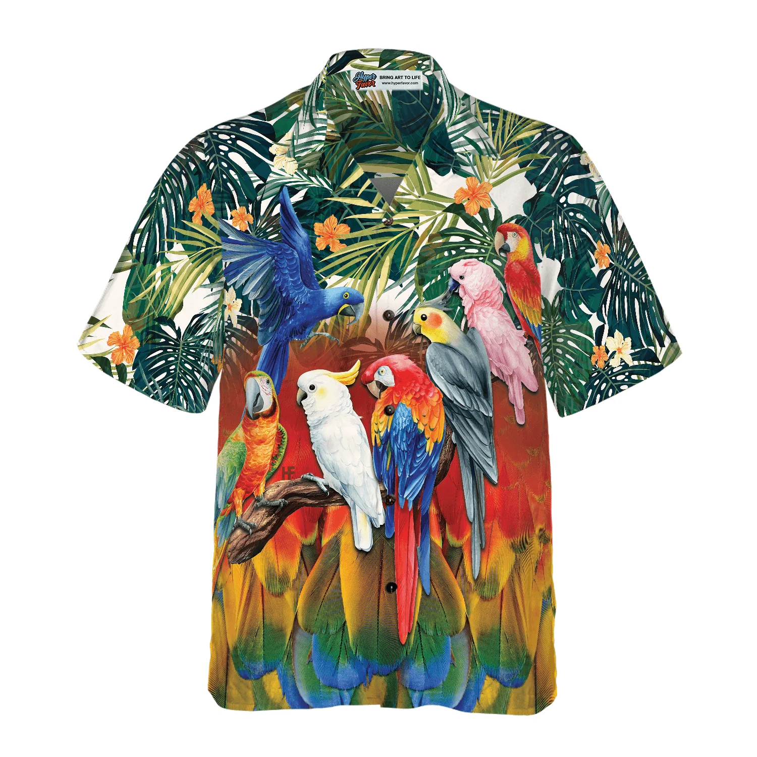 Parrot Hawaiian Shirt, Tropical Parrot Birds Hawaiian Shirt, Colorful Summer Aloha Shirts For Men Women, Gift For Husband, Wife, Boyfriend, Friend - Image 3