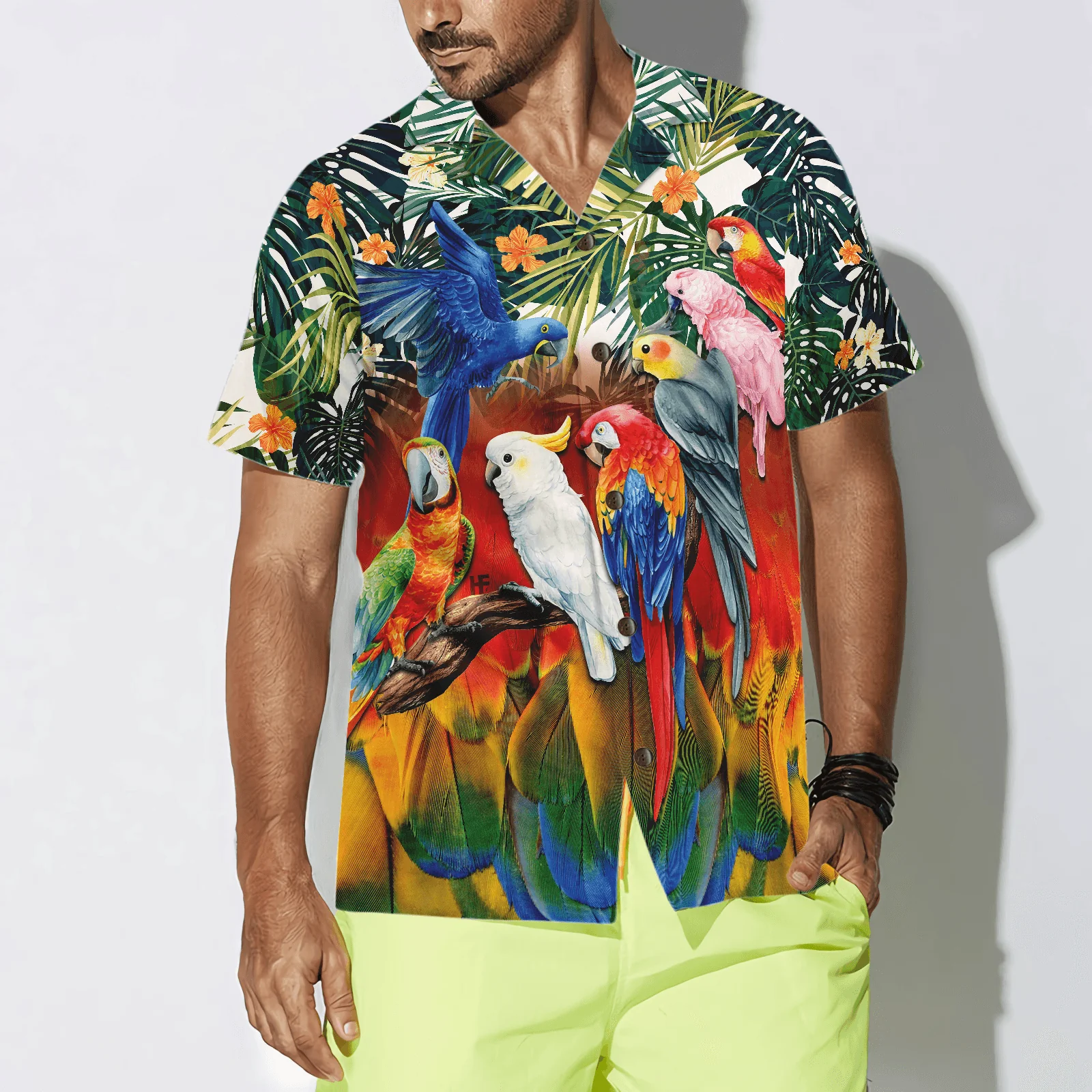 Parrot Hawaiian Shirt, Tropical Parrot Birds Hawaiian Shirt, Colorful Summer Aloha Shirts For Men Women, Gift For Husband, Wife, Boyfriend, Friend - Image 4