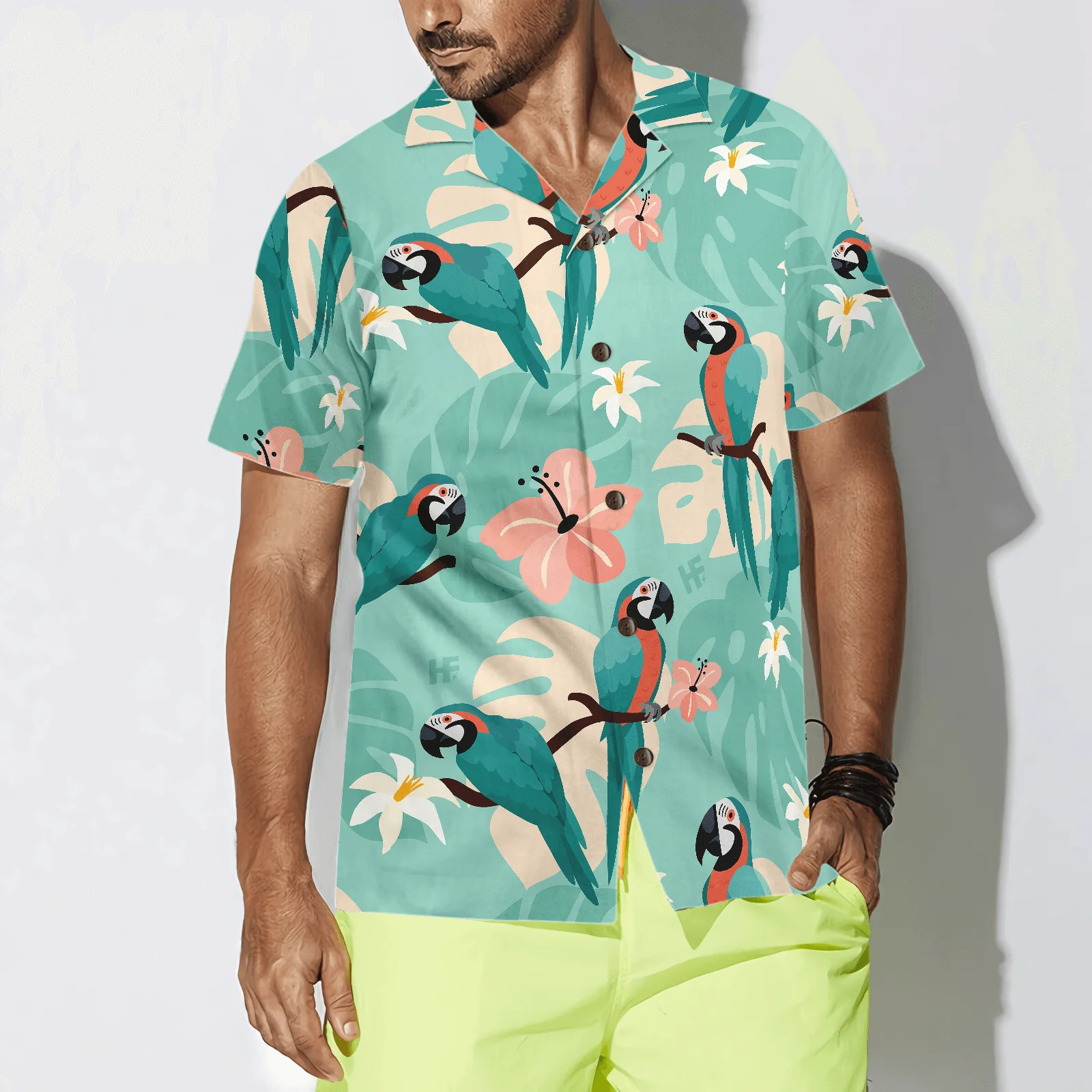 Parrots Hawaiian Shirt, Trendy Parrots And Tropical Leaves Hawaiian Shirt, Colorful Summer Aloha Shirts For Men Women, Gift For Husband, Wife, Friend - Image 4