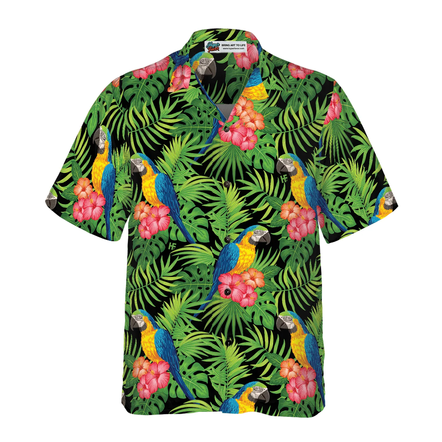 Parrots Hibiscus And Palm Leaves Hawaiian Shirt, Colorful Summer Aloha Shirts For Men Women, Perfect Gift For Husband, Wife, Boyfriend, Friend - Image 3