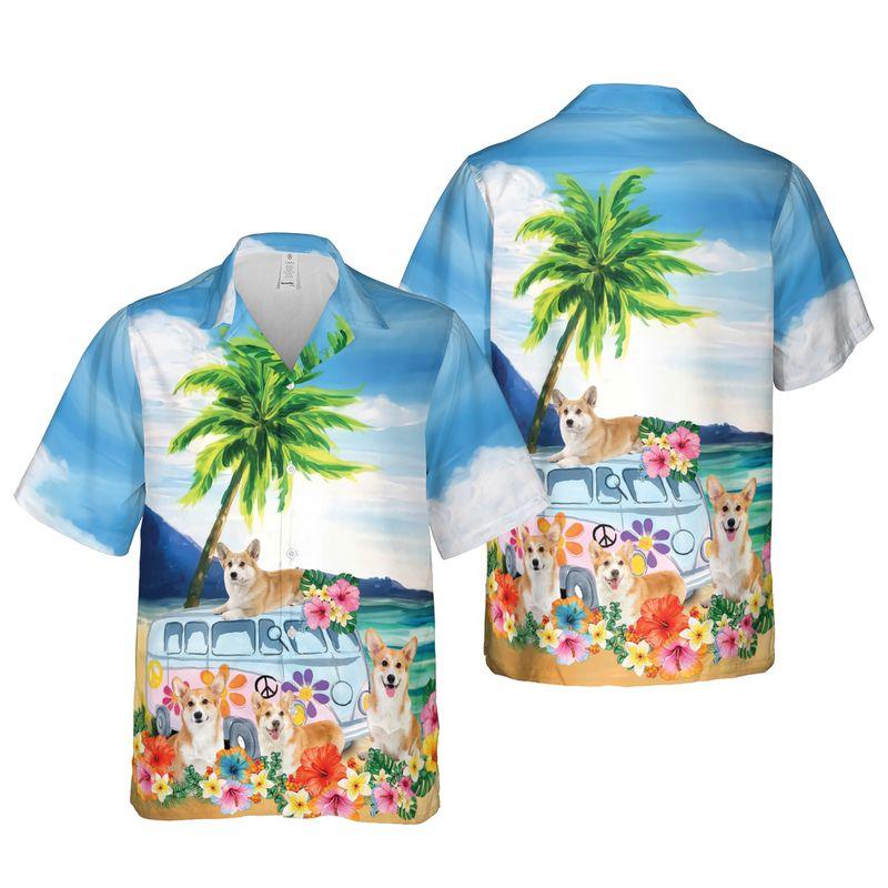 Pembroke Welsh Corgi Aloha Hawaiian Shirts For Summer, Cute Corgi Dog Tropical Floral Hawaiian Set For Men Women, Gift For Dog Lovers, Dog Mom Dad - Image 4