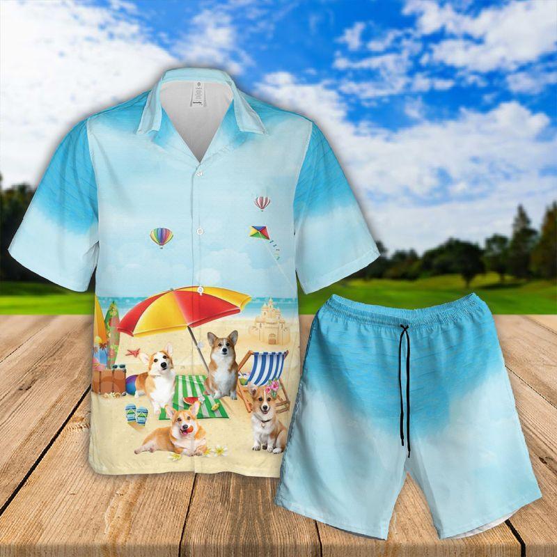 Pembroke Welsh Corgi Aloha Hawaiian Shirts For Summer, Dog Beach Picture Hawaiian Shirt For Men Women, Best Gift For Friend, Dog Lovers, Dog Mom Dad