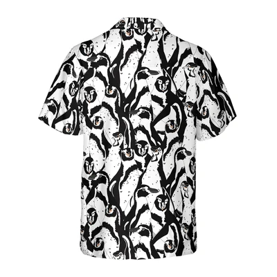Penguin Aloha Hawaiian Shirt, Black And White Penguin Hawaiian Shirt, Funny Penguin Aloha Shirt For Men - Gift For Penguin Lovers, Friend, Family - Image 3