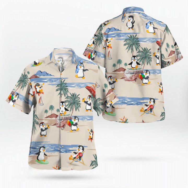 Penguin Aloha Hawaiian Shirt, Penguin Beach Pattern Hawaiian Shirt, Penguin Aloha Shirt For Summer- Perfect Gift For Men, Women, Penguin Lover, Friend