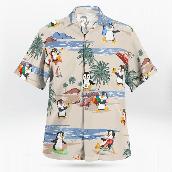 Penguin Aloha Hawaiian Shirt, Penguin Beach Pattern Hawaiian Shirt, Penguin Aloha Shirt For Summer- Perfect Gift For Men, Women, Penguin Lover, Friend - Image 2