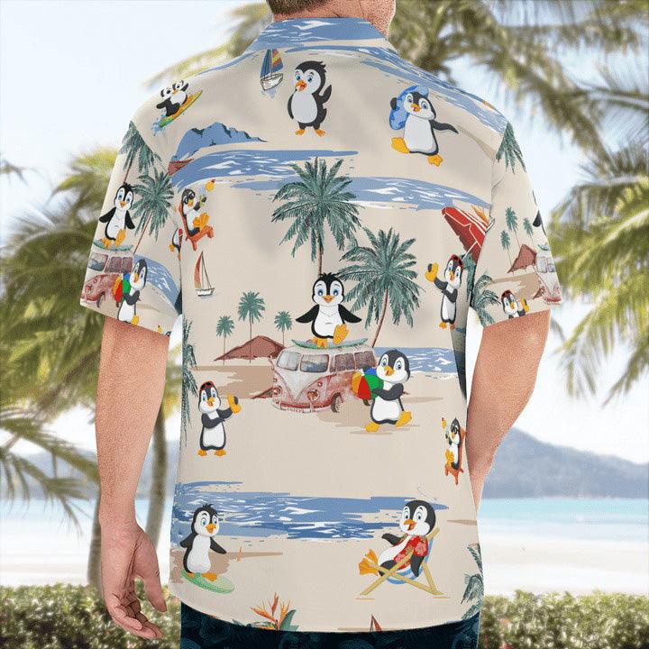Penguin Aloha Hawaiian Shirt, Penguin Beach Pattern Hawaiian Shirt, Penguin Aloha Shirt For Summer- Perfect Gift For Men, Women, Penguin Lover, Friend - Image 3